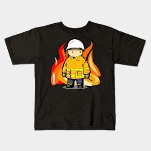 Rural Firefighter Male - Large Design (White Helmet) Kids T-Shirt